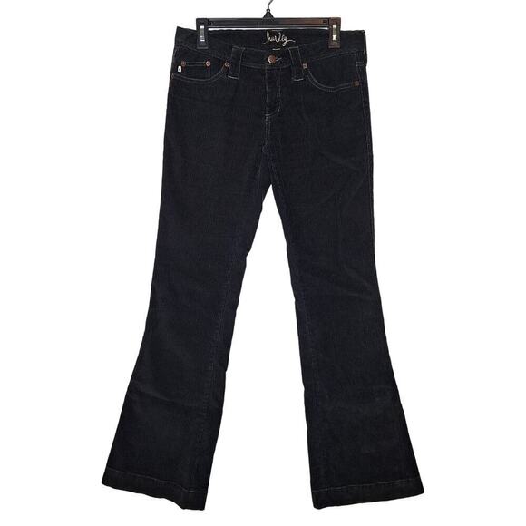 Hurley Pants - Vintage Y2K Hurley Corduroy Flare Pants Low Rise Black Flap Pockets Bootcut 5